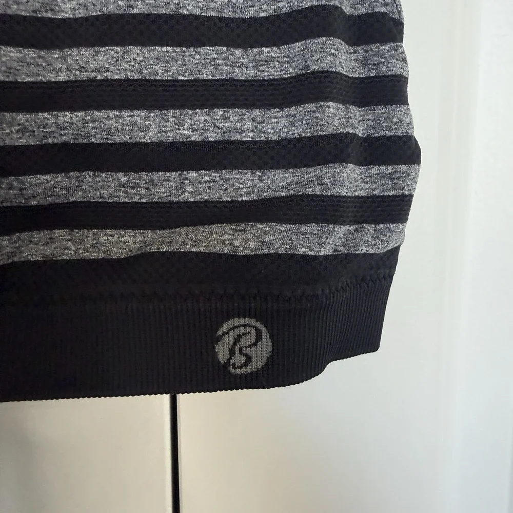 Black and Grey Striped Bally Sports‎ Bra No Cup Inserts Size S